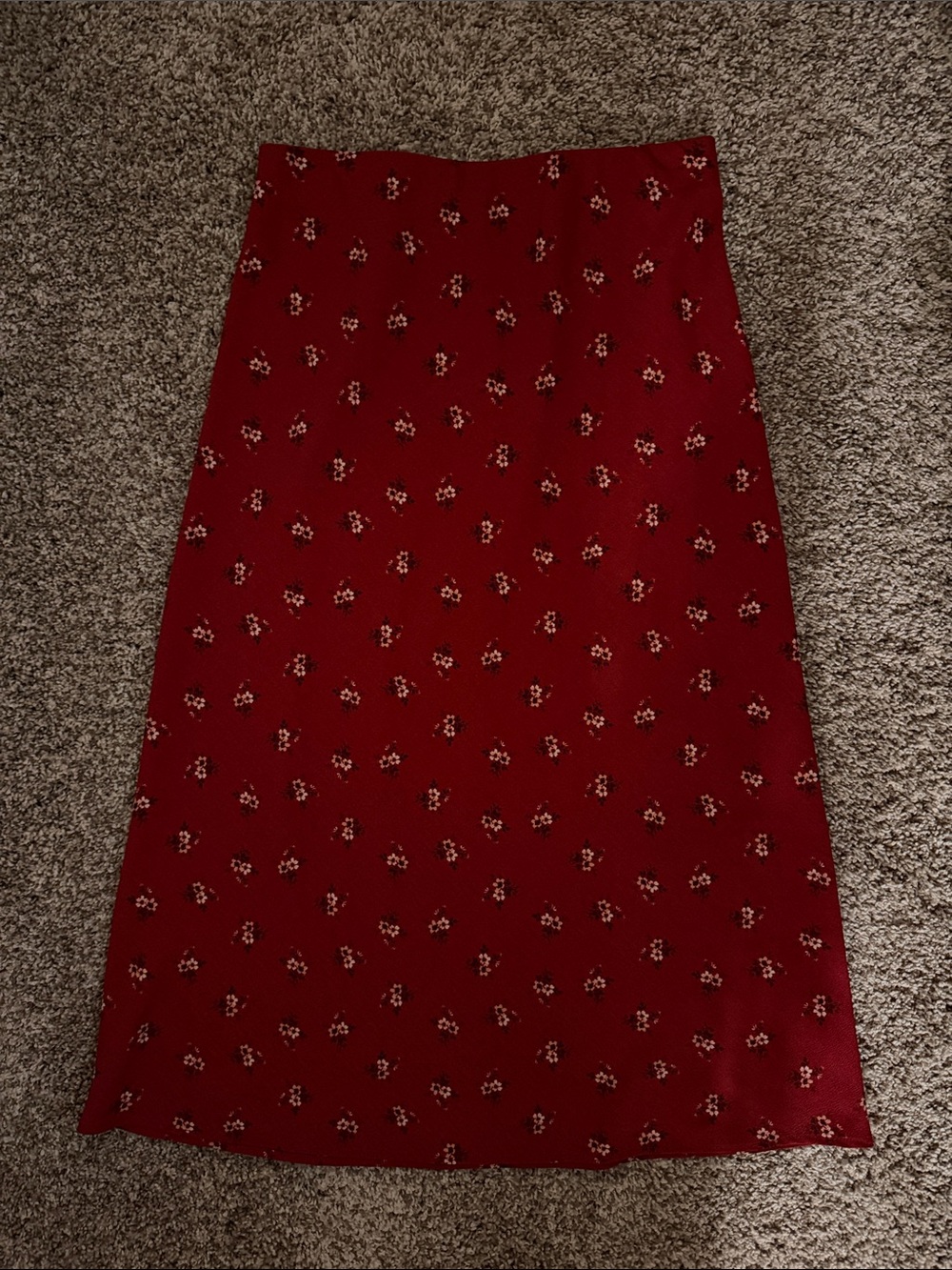 Aeropostale Deep Red Floral Midi Skirt